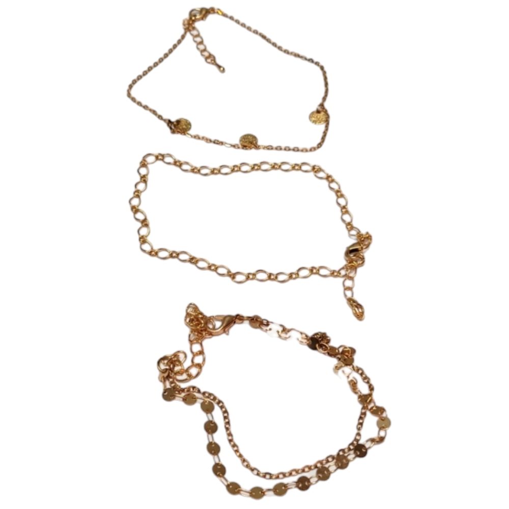 3 GOLD TONE FASHION JEWELRY | Anklets